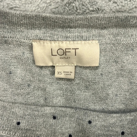 LOFT 100% Cotton All Over Micro Polka Dot Print Long Sleeve w/ Tie Accents / XS - Picture 8 of 9